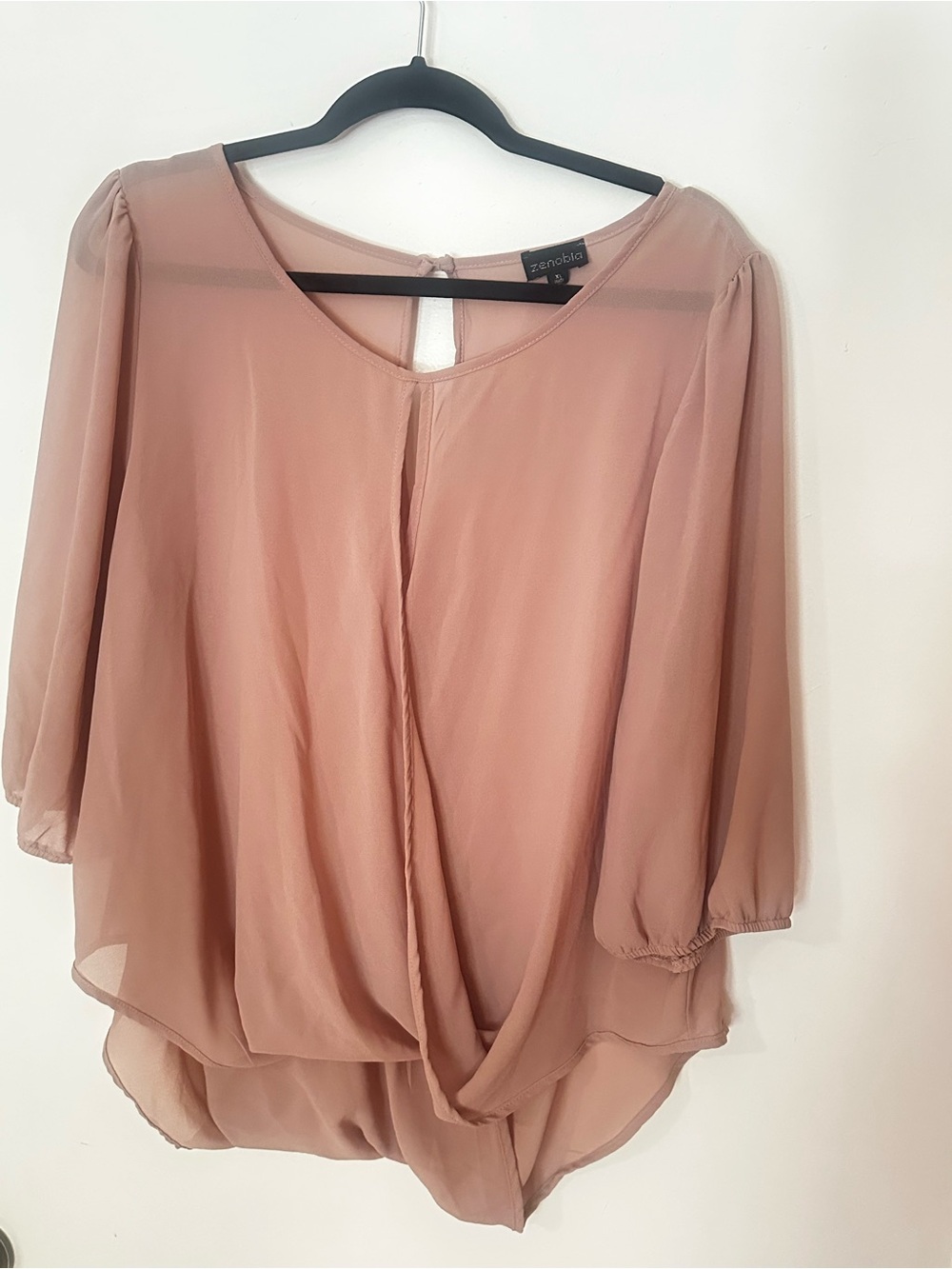 Zenobia Dusty Mauve Draped Chiffon Blouse